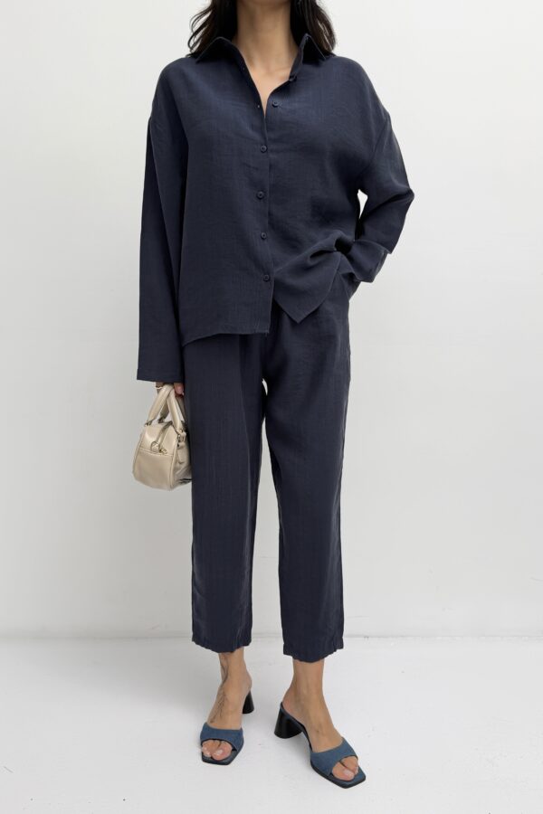Linen Co-ord Set – Navy Blue - Görsel 4