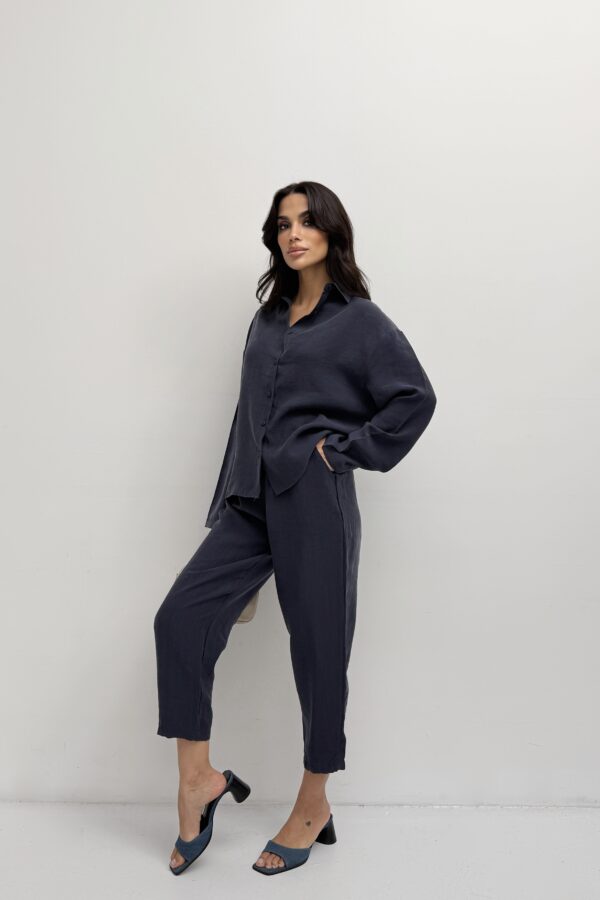 Linen Co-ord Set – Navy Blue - Görsel 2